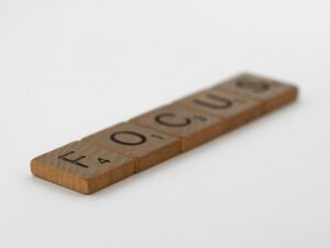 Wooden tiles spelling 'focus'