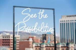 Inspirational sign against blue sky